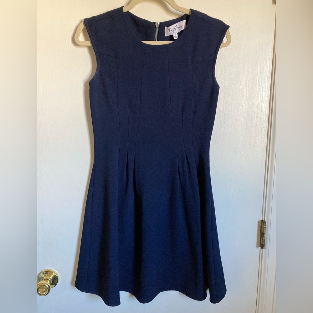🌞Brigitte Bailey Navy Blue Scoop Neck Sleeveless Fit&Flare Sheath Midi Dress #Gy